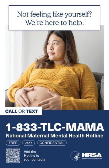 "Not feeling like yourself? We're here to help" text sites above a pregnant woman.