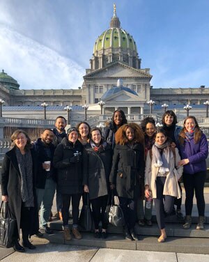 a group of LEAH Fellows visiting the Pennsylvania state capitol
